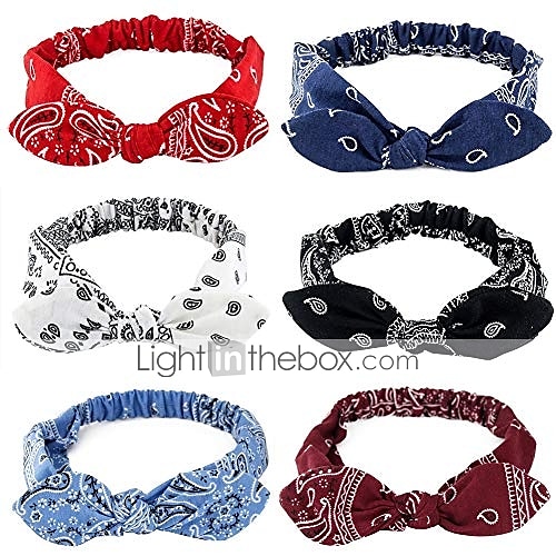 1 PC elastic paisley bandana knot headbands rabbit ear bow headband turban headwraps hair band for women girls 2025 - $3.49 –P1