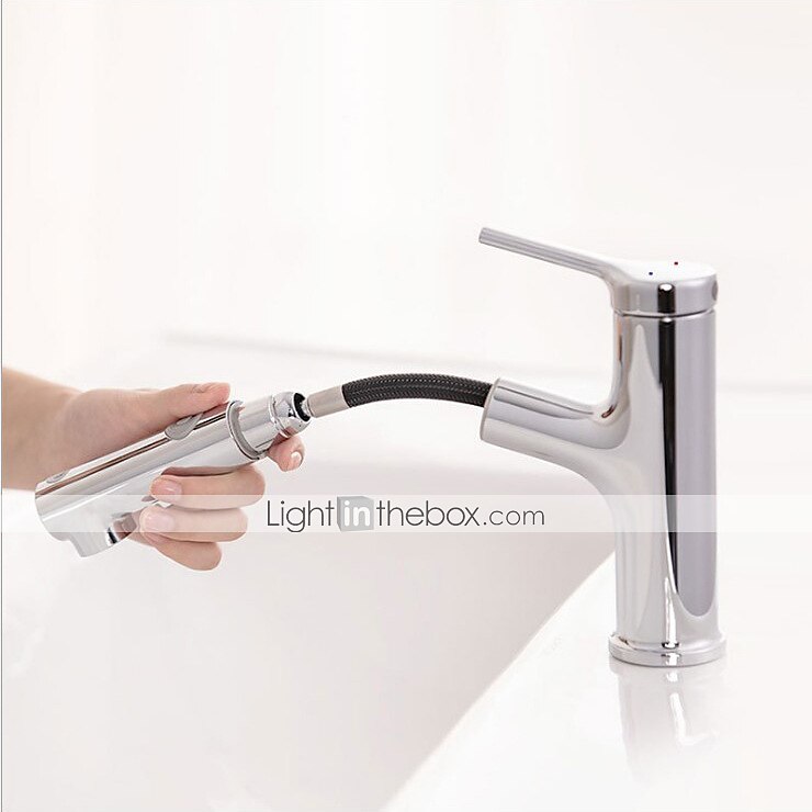 Bathroom Sink Faucet - Pull out Electroplated / Painted Finishes Centerset Single Handle One HoleBath Taps 2025 - $97.99 –P5