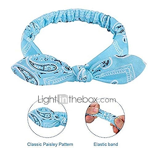 1 PC elastic paisley bandana knot headbands rabbit ear bow headband turban headwraps hair band for women girls 2025 - $3.49 –P5