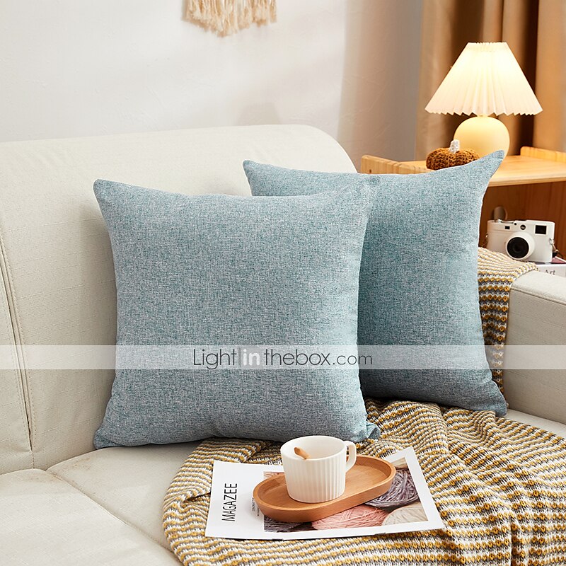 Decorative Toss Pillows Cotton Classic Solid Colored Warm Comfortable Pillow Case Cover Living Room Bedroom Sofa Cushion Cover Outdoor Cushion for Sofa Couch Bed Chair Pink Blue Sage Green Purple 2025 - GBP £6.99 –P4