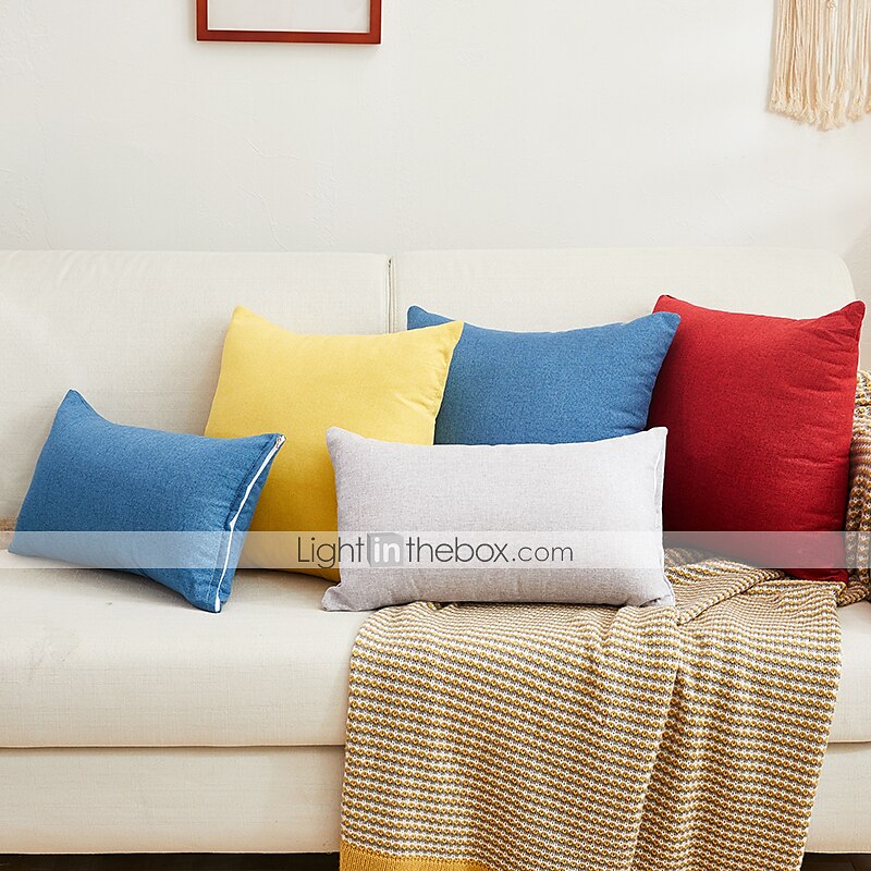 Decorative Toss Pillows Cotton Classic Solid Colored Warm Comfortable Pillow Case Cover Living Room Bedroom Sofa Cushion Cover Outdoor Cushion for Sofa Couch Bed Chair Pink Blue Sage Green Purple 2025 - GBP £6.99 –P13