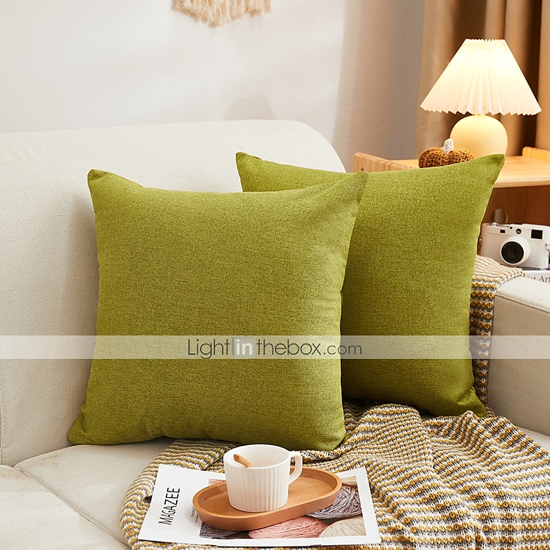 Decorative Toss Pillows Cotton Classic Solid Colored Warm Comfortable Pillow Case Cover Living Room Bedroom Sofa Cushion Cover Outdoor Cushion for Sofa Couch Bed Chair Pink Blue Sage Green Purple 2025 - GBP £6.99 –P1