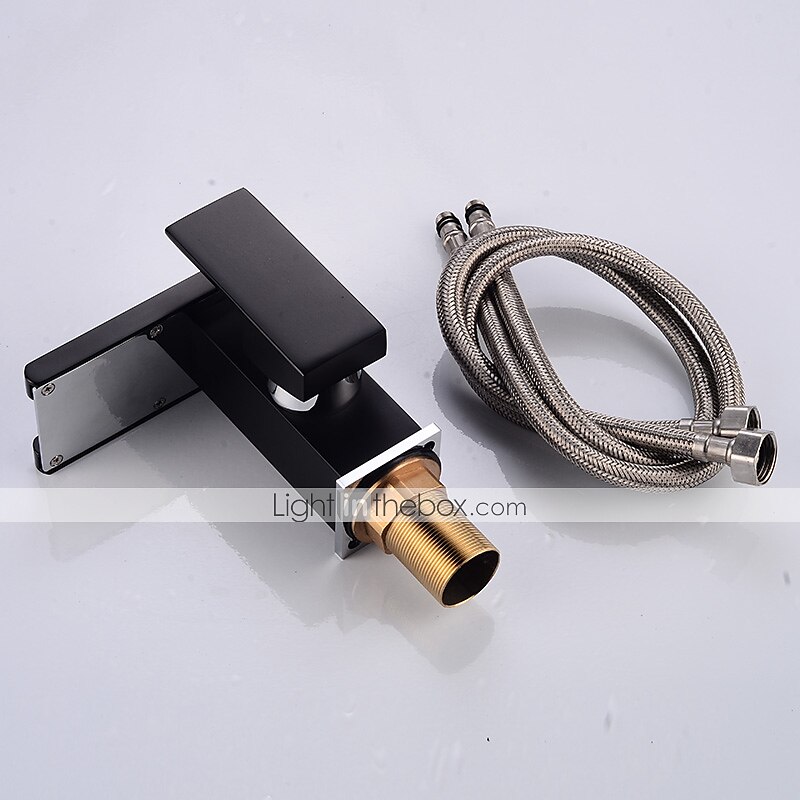 Modern Style Bathroom Sink Faucet LED/Waterfall Electroplated Centerset Single Handle One HoleBath Taps/Bathroom Sink Faucet+ Accessories/Contemporary/Vintage/Yes/Brass 2025 - $121.99 –P6