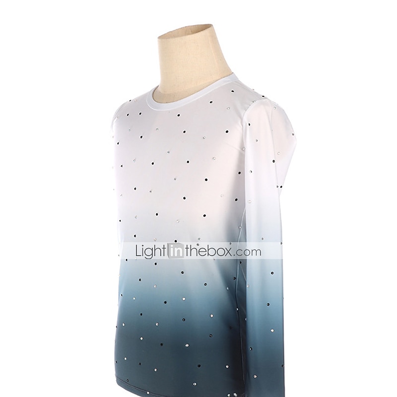 Kunstschaatstopje Voor heren Jongens Schaatsen Outfits Kleding Bovenlichaam Wit Hoge Elasticiteit Opleiding Wedstrijd Kunstschaatskleding Met de hand gemaakt Kristal / Bergkristal Lange mouw 2025 - $87.99 –P2