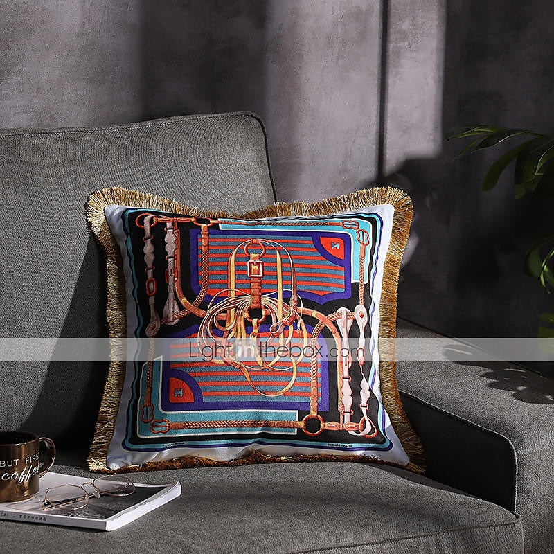Decorative Toss Pillows Double Side Trend Brand Light luxury velvet tassel d Printing Pillow Case Cover Living room Bedroom Sofa Cushion cover 2025 - $28.99 –P7