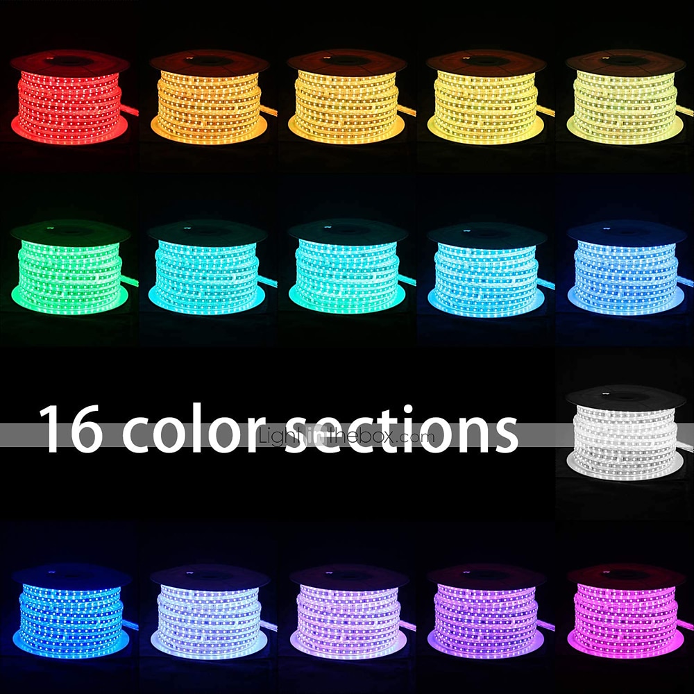 lumières de bande rgb led multi longueur changement de couleur dimmable fée noël 5050 guirlandes 60led ip65 lumières de corde extérieure intérieure étanche avec éclairage à bande led à distance 8x16mm de 2025 ? $52.99 –P2