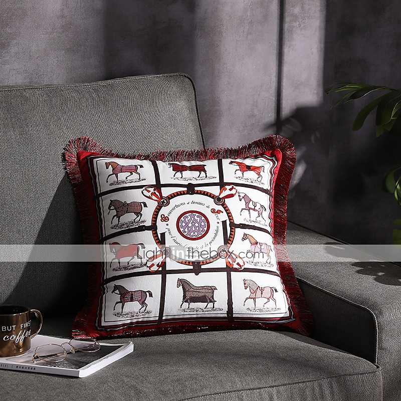 Decorative Toss Pillows Double Side Trend Brand Light luxury velvet tassel d Printing Pillow Case Cover Living room Bedroom Sofa Cushion cover 2025 - $28.99 –P8