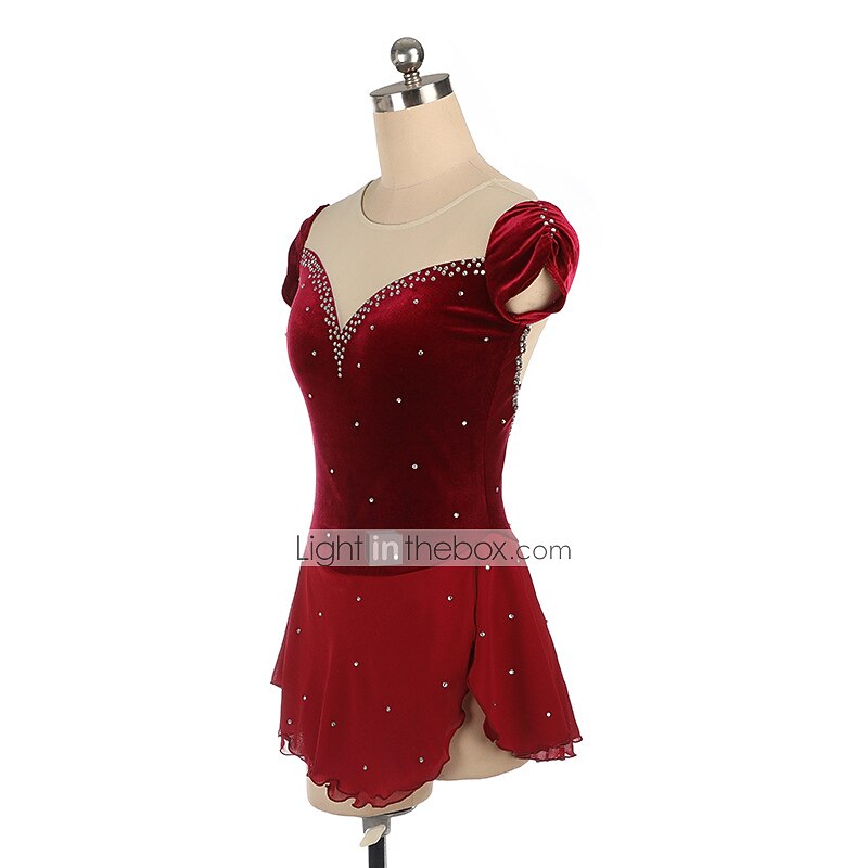 Kunstschaatsjurk Dames Voor meisjes Schaatsen Jurken Outfits Bordeaux Marine Blauw Lapwerk Asymetrische zoom Netstof Spandex Hoge Elasticiteit Opleiding Wedstrijd Kunstschaatskleding Met de hand 2026 - $106.99 –P5
