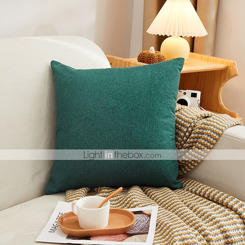 Decorative Toss Pillows Cotton Classic Solid Colored Warm Comfortable Pillow Case Cover Living Room Bedroom Sofa Cushion Cover Outdoor Cushion for Sofa Couch Bed Chair Pink Blue Sage Green Purple 2025 - GBP £6.99 –P8