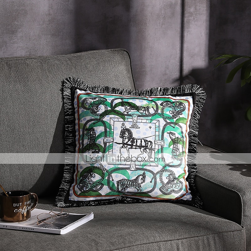Decorative Toss Pillows Double Side Trend Brand Light luxury velvet tassel d Printing Pillow Case Cover Living room Bedroom Sofa Cushion cover 2025 - $28.99 –P15