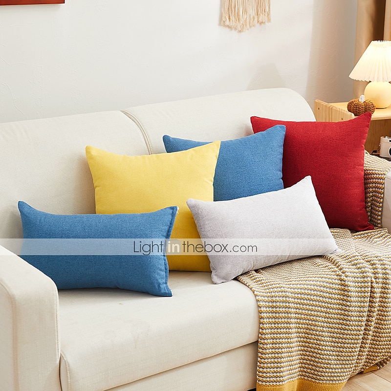 Decorative Toss Pillows Cotton Classic Solid Colored Warm Comfortable Pillow Case Cover Living Room Bedroom Sofa Cushion Cover Outdoor Cushion for Sofa Couch Bed Chair Pink Blue Sage Green Purple 2025 - GBP £6.99 –P12