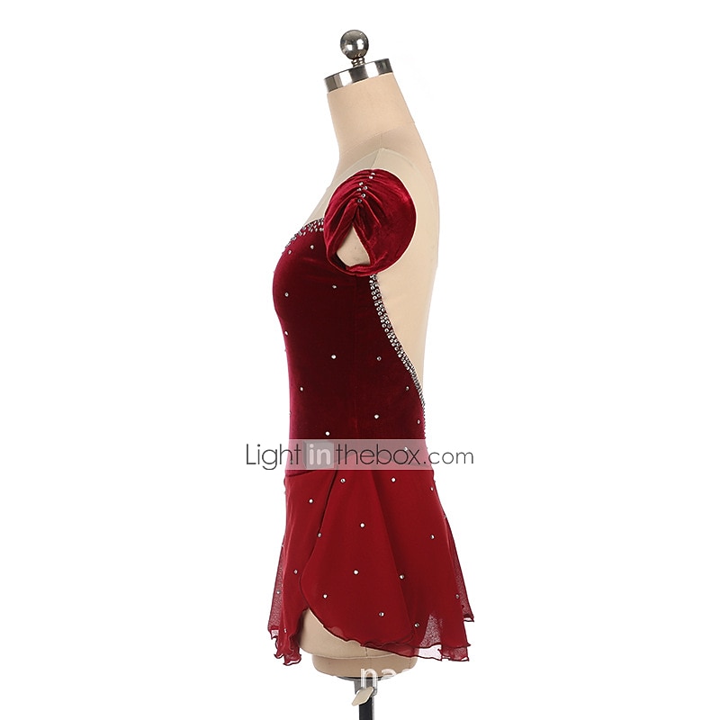 Kunstschaatsjurk Dames Voor meisjes Schaatsen Jurken Outfits Bordeaux Marine Blauw Lapwerk Asymetrische zoom Netstof Spandex Hoge Elasticiteit Opleiding Wedstrijd Kunstschaatskleding Met de hand 2026 - $106.99 –P6