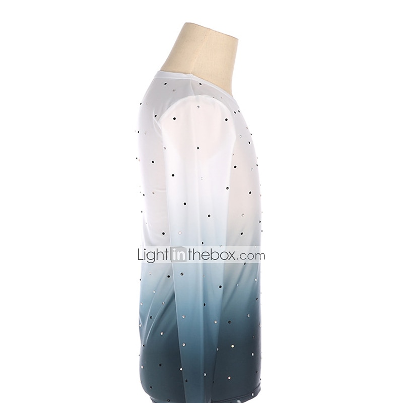 Kunstschaatstopje Voor heren Jongens Schaatsen Outfits Kleding Bovenlichaam Wit Hoge Elasticiteit Opleiding Wedstrijd Kunstschaatskleding Met de hand gemaakt Kristal / Bergkristal Lange mouw 2025 - $87.99 –P4