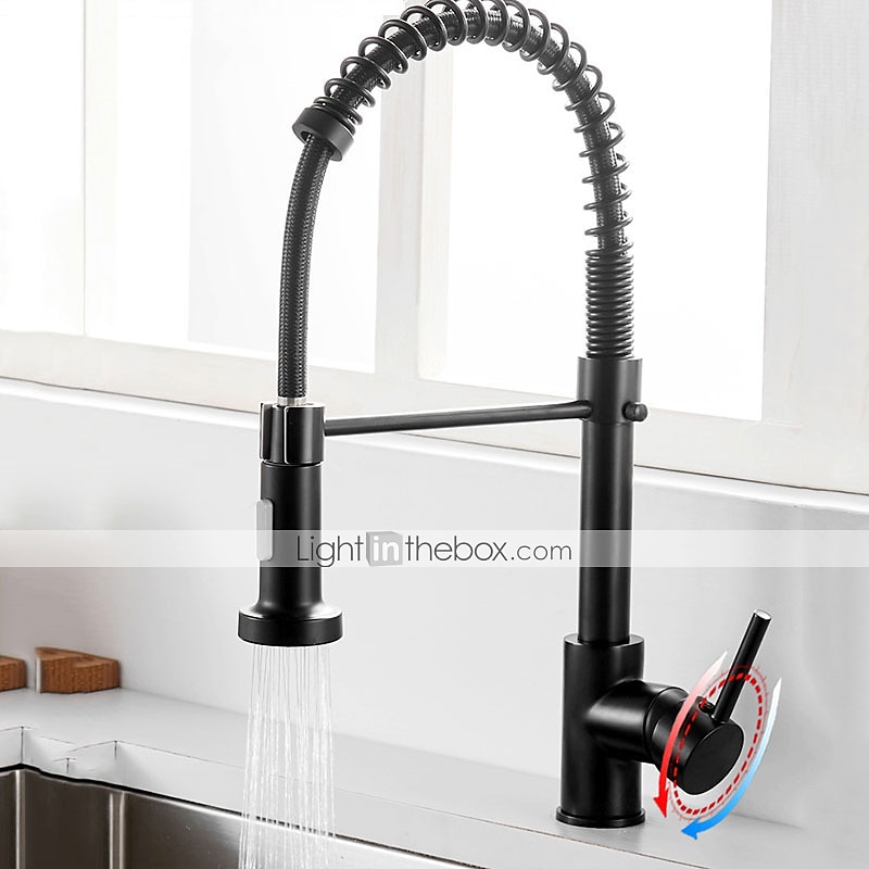 Kitchen Sink Mixer Faucet with Pull Down Sprayer, 360 swivel High Arc Single Handle Spring Kitchen Taps Deck Mounted, One Hole Brass Kitchen Sink Faucet Centerset Water Taps 2025 - $105.99 –P15