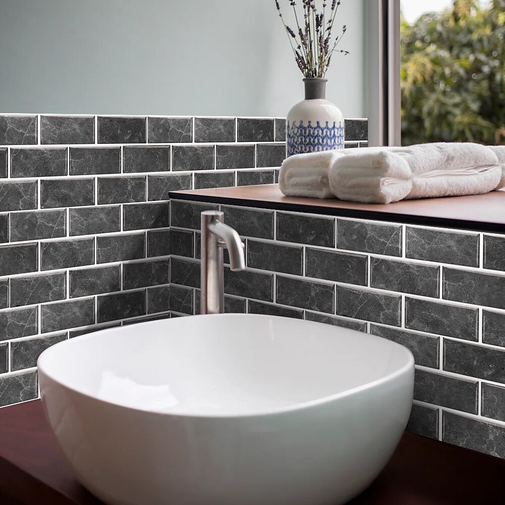 15x30cm 6 stks tegels muurstickers tegel verf backsplash verwijderbare waterdichte zelfklevende stickers woondecoratie woonkamer keuken badkamer decor (zwart, zelfklevende decoratieve muursticker 2025 - €9.99 –P4