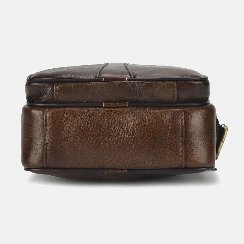 Borsa a tracolla da uomo in pelle marrone con più tasche con cerniera e tracolla regolabile, piccola borsa a tracolla vintage per viaggi, lavoro e uso quotidiano del 2025 a $26.99 –P2