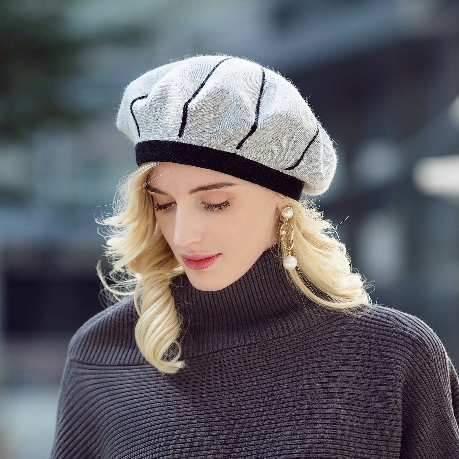 Chapeau béret en acrylique/coton et poils de lapin, style décontracté, style Kentucky Derby, Melbourne Cup, avec coiffe rayée de 2026 ? $32.99 –P1