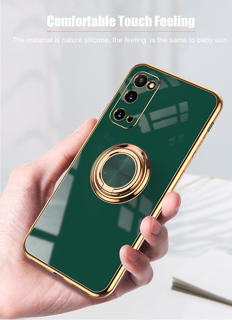 Phone Case For Samsung Galaxy S24 S23 S22 S21 S20 Plus Ultra A14 A72 Note 20 Ultra A53 A32 A52 S25 Ultra Back Cover Fashion Plating Ring Holder Solid Colored TPU 2025 - $12.99 –P6