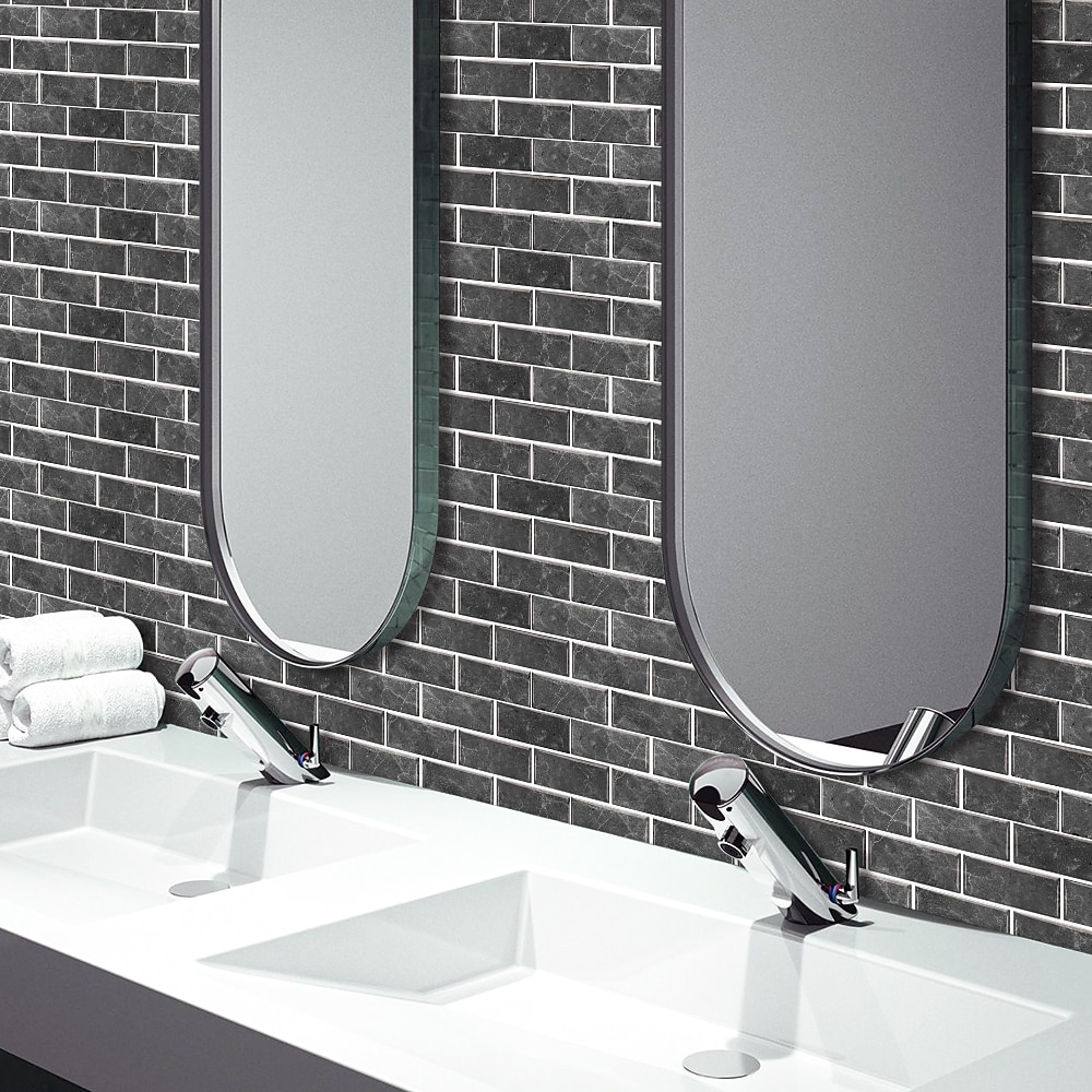 15x30cm 6 stks tegels muurstickers tegel verf backsplash verwijderbare waterdichte zelfklevende stickers woondecoratie woonkamer keuken badkamer decor (zwart, zelfklevende decoratieve muursticker 2025 - €9.99 –P5