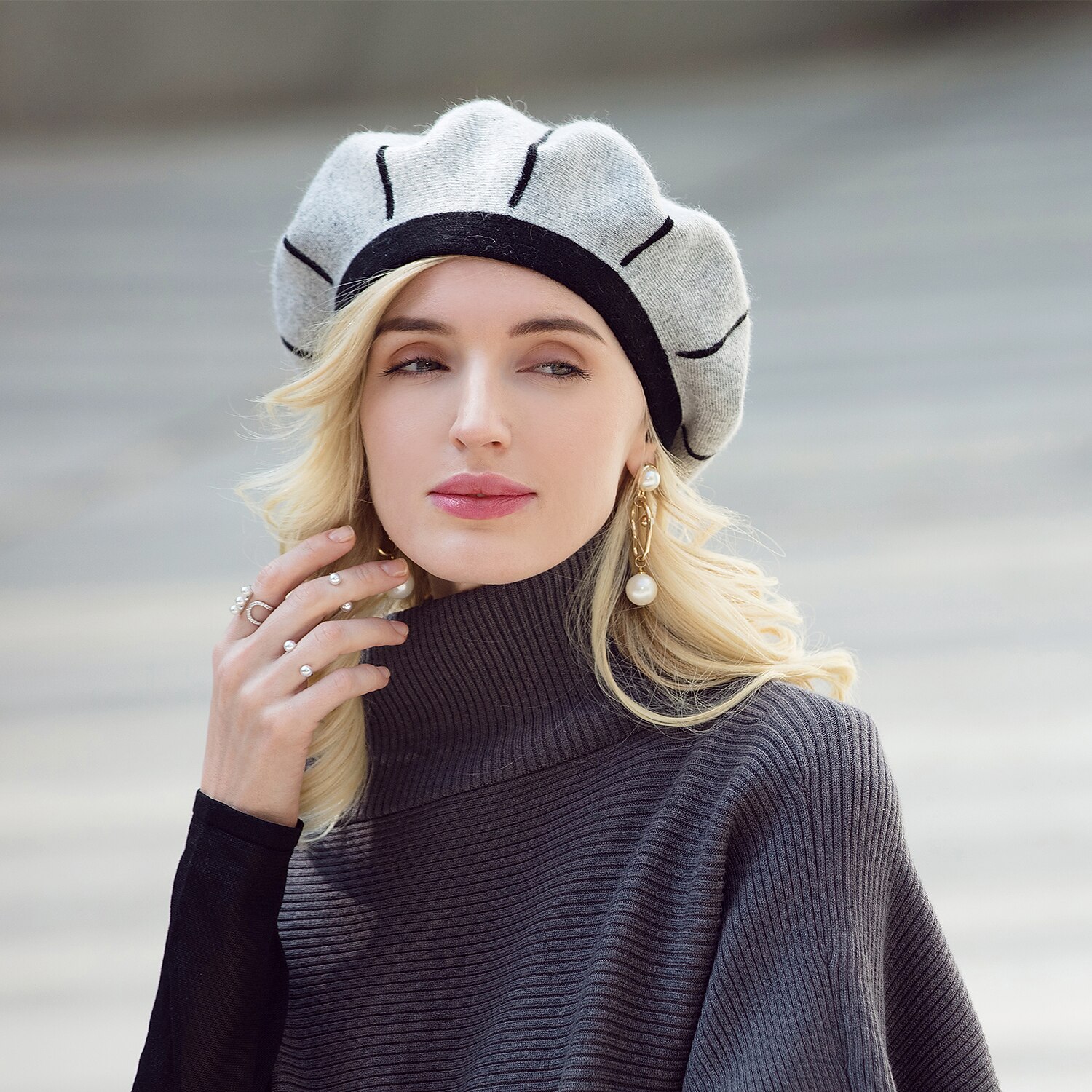 Chapeau béret en acrylique/coton et poils de lapin, style décontracté, style Kentucky Derby, Melbourne Cup, avec coiffe rayée de 2026 ? $32.99 –P2