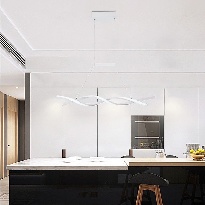 2-light 80 / 100cm led pendant light aluminium line design curl wave design ثريا قابلة للتعديل على الطراز الاسكندنافي غرفة الطعام أضواء غرفة المعيشة 36 واط 110-240 فولت فقط قابلة للتعتيم مع جهاز التحكم عن بعد 2025 - $229.99 -P8