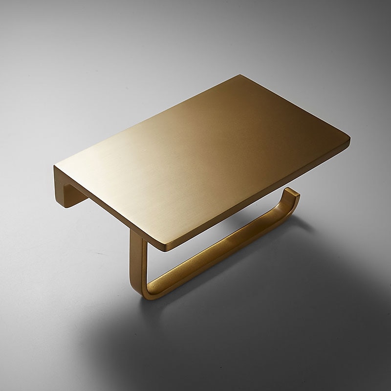 Soporte de papel higiénico, nuevo diseño, estante de baño, latón contemporáneo, montado en la pared, dorado cepillado, 1 ud. 2025 - $119.99 –P1