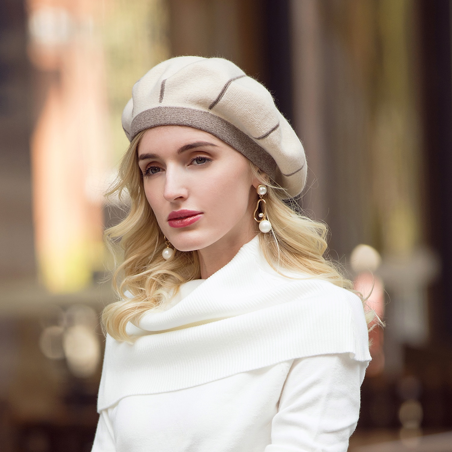 Chapeau béret en acrylique/coton et poils de lapin, style décontracté, style Kentucky Derby, Melbourne Cup, avec coiffe rayée de 2026 ? $32.99 –P8