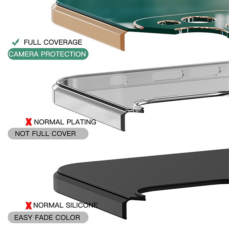 Phone Case For iPhone 16e iPhone 16 iPhone 15 Pro Max Plus iPhone 14 13 12 11 Pro Max Mini X XR XS Max 8 7 Plus Back Cover with Stand Holder Ring Holder Camera Lens Protector TPU Plating 2025 - $13.99 –P5