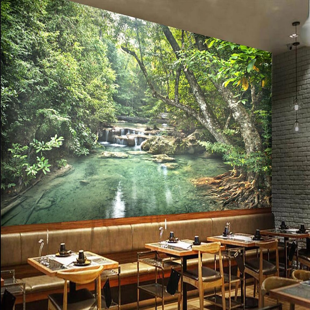 Fonds d'écran cool forêt nature papier peint mural autocollant mural couvrant impression peler et coller amovible cascade vinyle pvc décor à la maison de 2025 ? $95.43 -P2