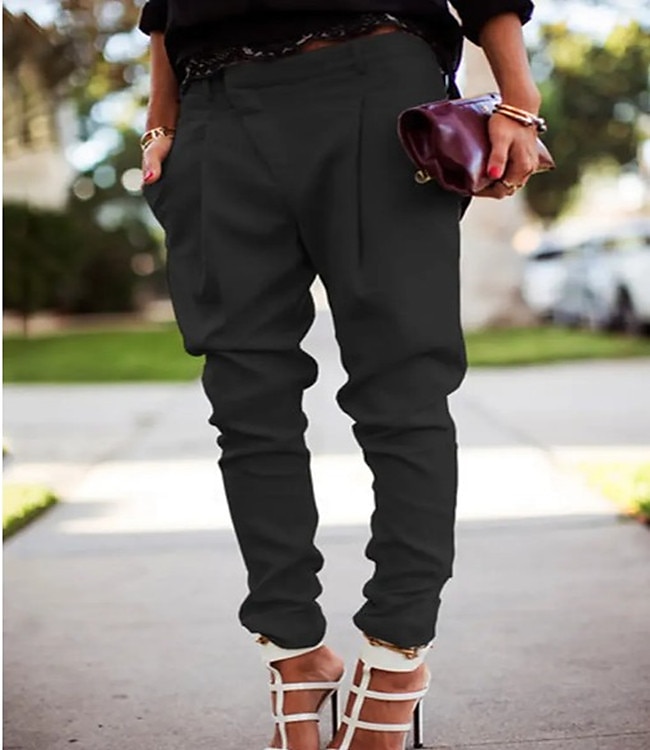 Women's Cargo Pants Joggers Pants Trousers Full Length Pocket Drop Crotch Mid Waist Simple Basic Work Office / Career Black White S M Spring &  Fall 2023 - US $22.99 –P4