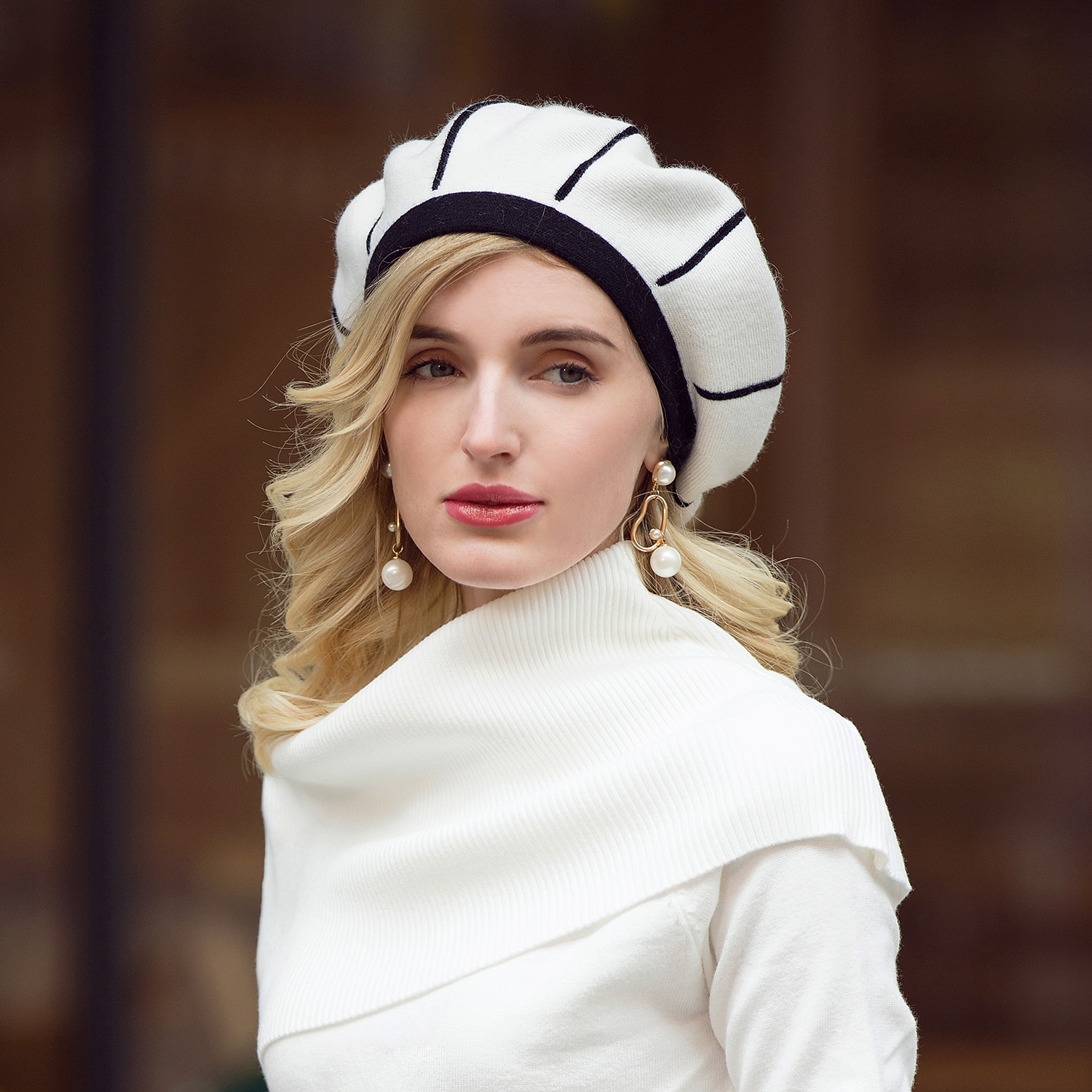 Chapeau béret en acrylique/coton et poils de lapin, style décontracté, style Kentucky Derby, Melbourne Cup, avec coiffe rayée de 2026 ? $32.99 –P9