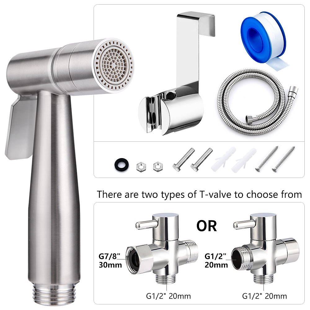 twee manieren 304 rvs wc handheld shattaf bidet sproeier douchekoppen set douchekraan accessoires moslim douche g1/2 of g7/8 2026 - $90.99 –P6