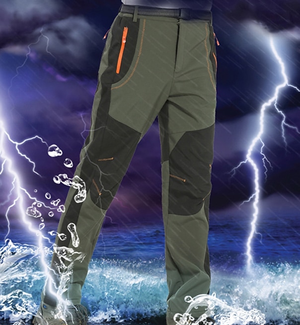 Men Fleece Lined Hiking Pants Outdoor Casual Softshell Tactical Trousers