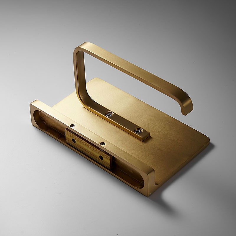 Soporte de papel higiénico, nuevo diseño, estante de baño, latón contemporáneo, montado en la pared, dorado cepillado, 1 ud. 2025 - $119.99 –P3