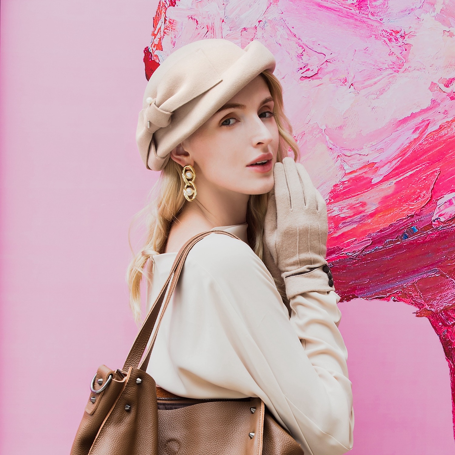 elegancki fason 100% wełniane czapki z gładkim / jednolitym 1 szt. impreza / wieczór / swobodny nakrycie głowy święta / specjalne okazje / biuro & kariera / ukończenie studiów / gratulacje / rocznica 2026 - $49.99 –P7