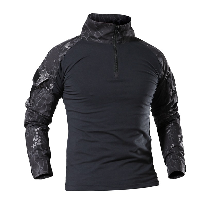 Hombre Camisa de combate Camisa militar táctica Manga Larga Camiseta Al aire libre Transpirable Secado rápido Multi bolsillo Ligero Verano Primavera Poliéster Patrón de pitón negro de policía Negro 2025 - $30.99 –P2