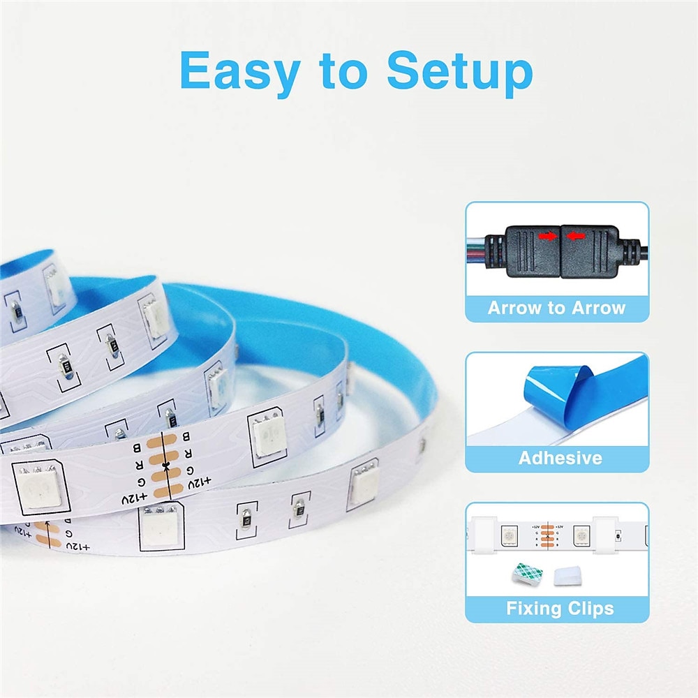 LED Strip Lights Smart Lights 5M 10M Light Sets RGB Tiktok Lights 150 300 LEDs SMD5050 10mm 1Set Mounting Bracket 1 set RGB APP Control Self-adhesive 12V 2025 - $25.99 –P3