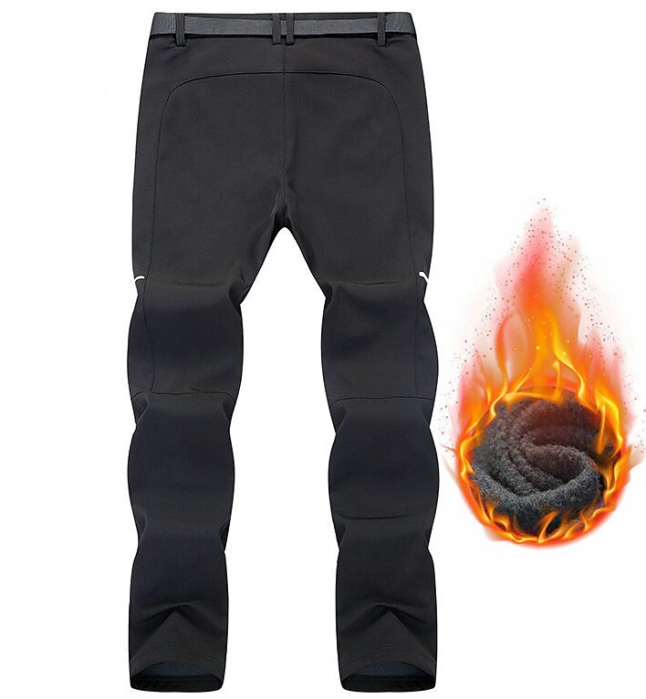 Herren Wanderhose Wanderhosen Fleece-gefütterte Hose Softshellhosen Winter Außen Weite Passform warm halten Wasserdicht Windundurchlässig Fleece-Futter Hosen / Regenhose Unten Schwarz Grau Vlies 2025 - $23.99 –P15