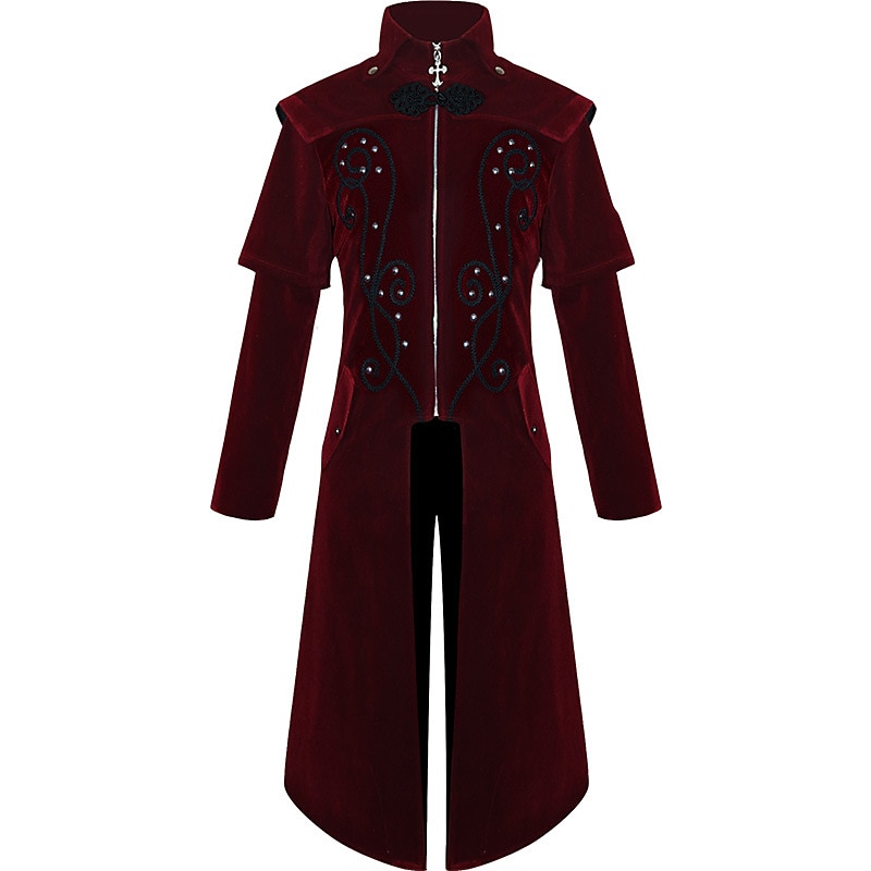 Vintage Gothic Medieval Coat Masquerade Outerwear Prince Vampire Plague Doctor Solid Colored Fancy Dress Men's Fantasy Royal Steampunk Halloween Carnival Masquerade Party Adults' Coat 2025 - $105.99 –P2