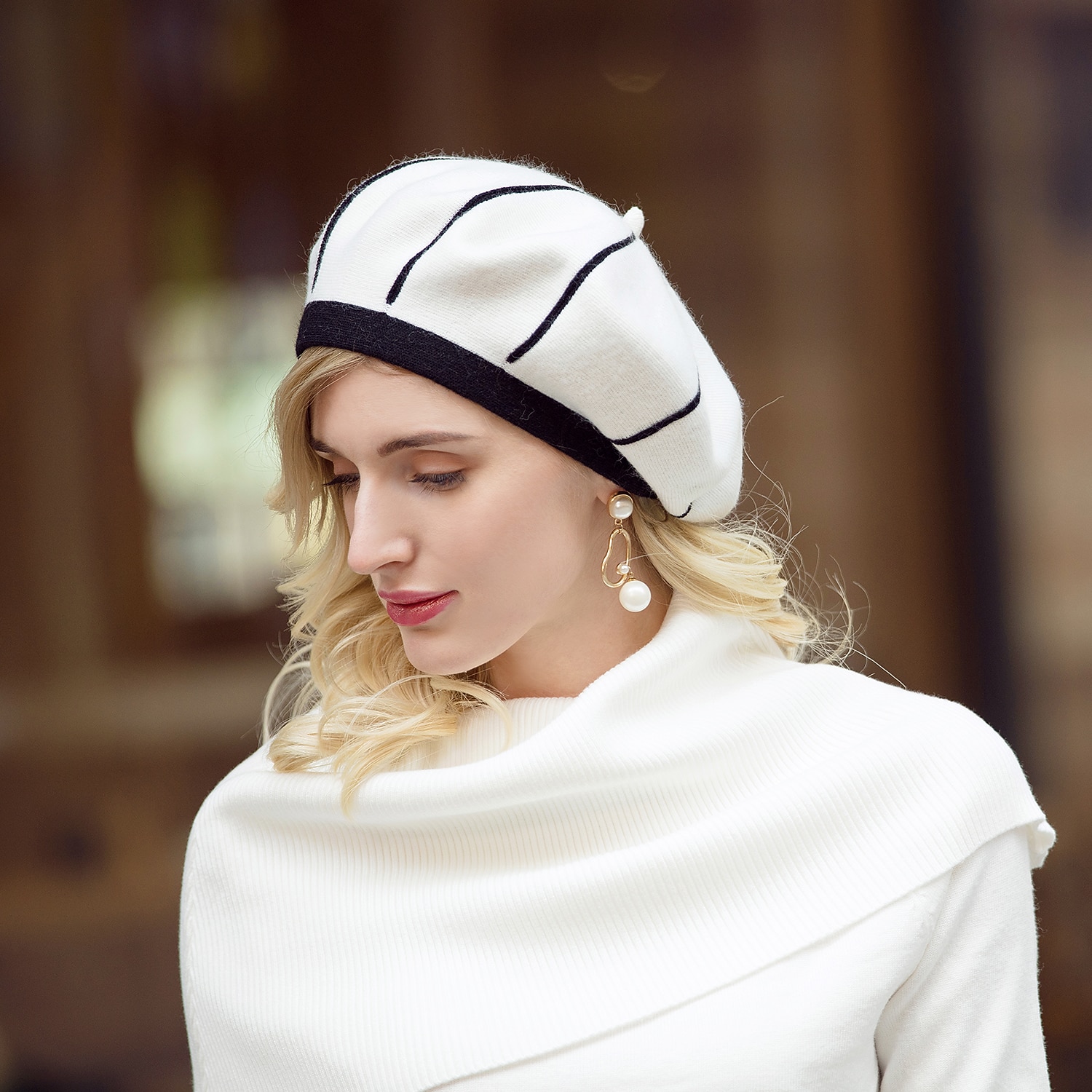 Chapeau béret en acrylique/coton et poils de lapin, style décontracté, style Kentucky Derby, Melbourne Cup, avec coiffe rayée de 2026 ? $32.99 –P11