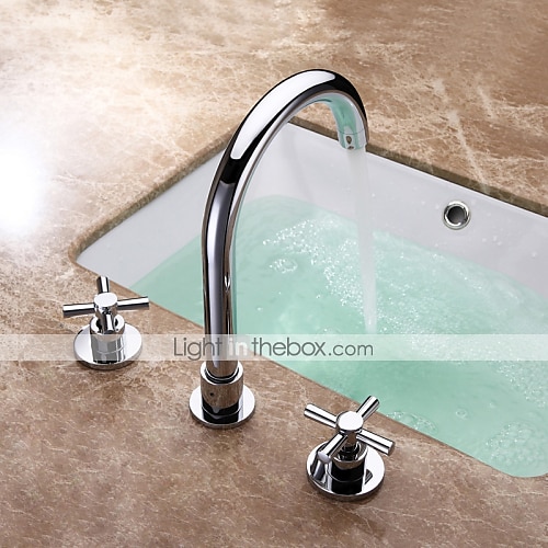 Brass Bathroom Faucet, Chrome Two Handles Three Holes Widerspread Contemporary Bathroom Sink Faucet with Hot and Cold Water 2025 - $113.99 –P3