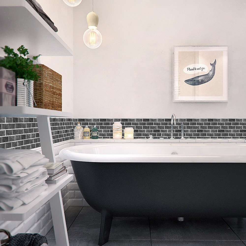 15x30cm 6 stks tegels muurstickers tegel verf backsplash verwijderbare waterdichte zelfklevende stickers woondecoratie woonkamer keuken badkamer decor (zwart, zelfklevende decoratieve muursticker 2025 - €9.99 –P6