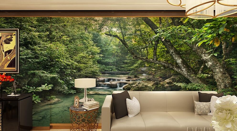 Fonds d'écran cool forêt nature papier peint mural autocollant mural couvrant impression peler et coller amovible cascade vinyle pvc décor à la maison de 2025 ? $95.43 -P6