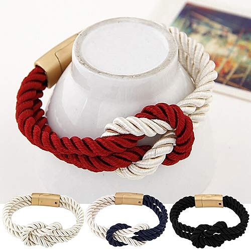 Women's Men's Braided Rope Chain Bracelet with Magnetic Clasp Bow Charm Bangle - Claret 2025 - $7.99 –P3