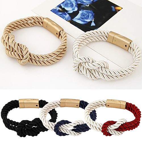 Women's Men's Braided Rope Chain Bracelet with Magnetic Clasp Bow Charm Bangle - Claret 2025 - $7.99 –P6