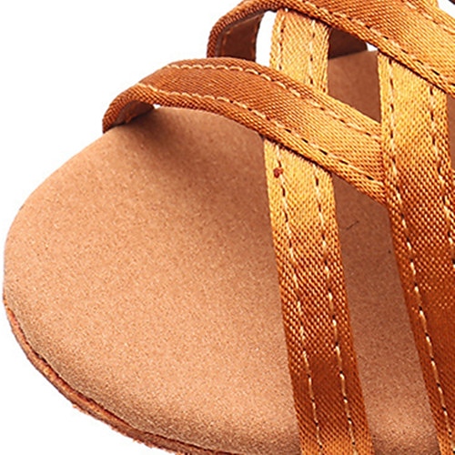 Meisjes satijnen latin dansschoenen met bandjes, flexibele zool en lage hak – ideaal voor ballroom- of salsa-optredens 2025 - $26.99 –P3