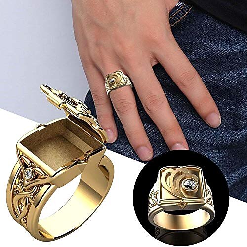 anel masculino com compartimento secreto mini caixa de armazenamento em forma de concha design retrô anéis de banda esculpidos punk hip hop joias para festa presente exclusivo para homens mulheres de 2025 por $4.49 –P9