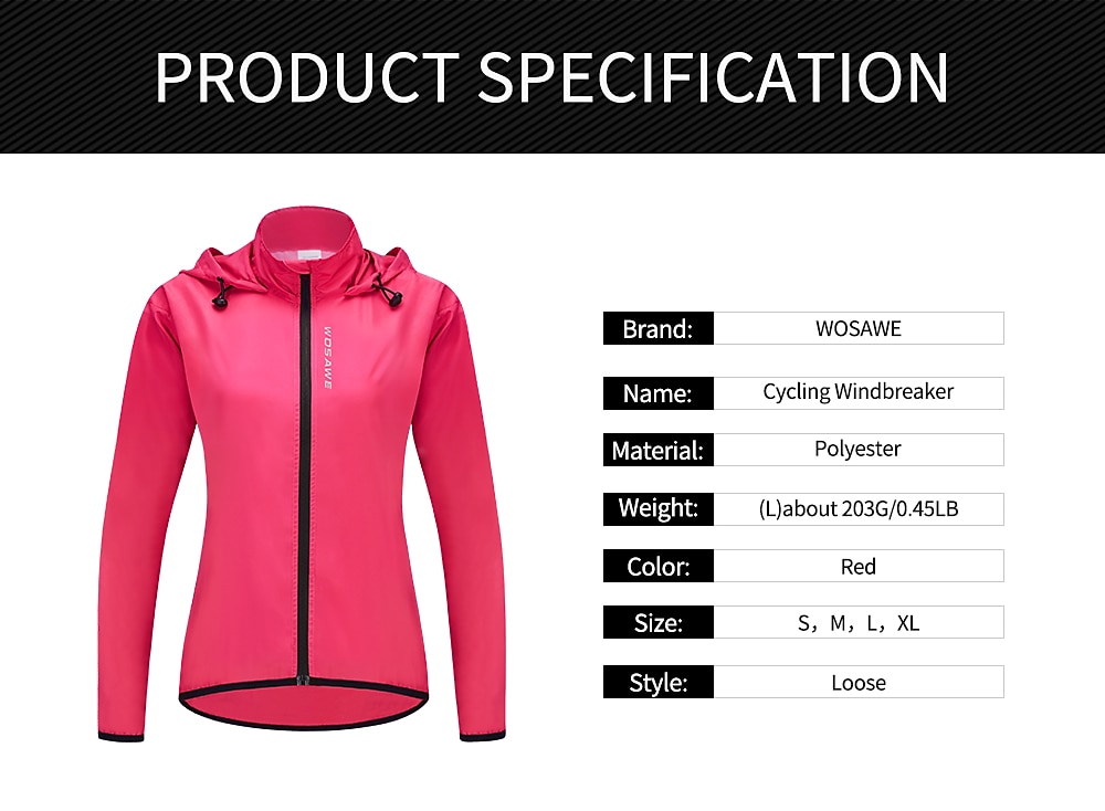 WOSAWE Women's Cycling Jacket Windbreaker Cycling Jersey High Visibility Windproof Rain Waterproof Breathable Bike Jacket Tracksuit Mountain Bike MTB Road Bike Cycling City Bike Cycling Black Pink 2025 - $37.99 –P2