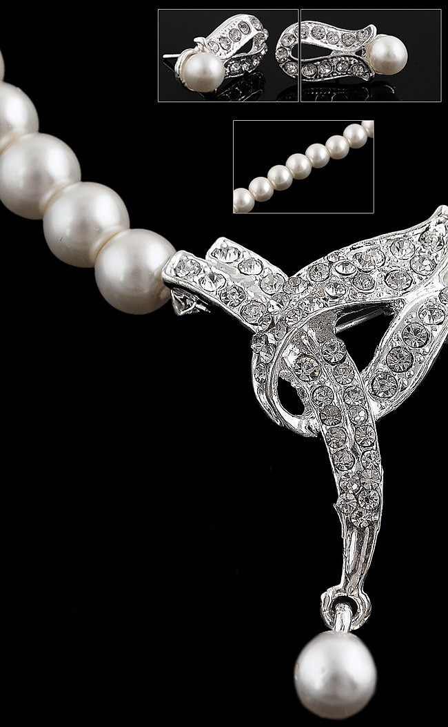 Los sistemas nupciales de la joyería 1 juego Perla Artificial Brillante 1 Collar Pendientes Mujer Elegante Moda Coreano Conjunto de joyas Para Fiesta Boda Regalo / Pedida 2025 - $6.99 –P2