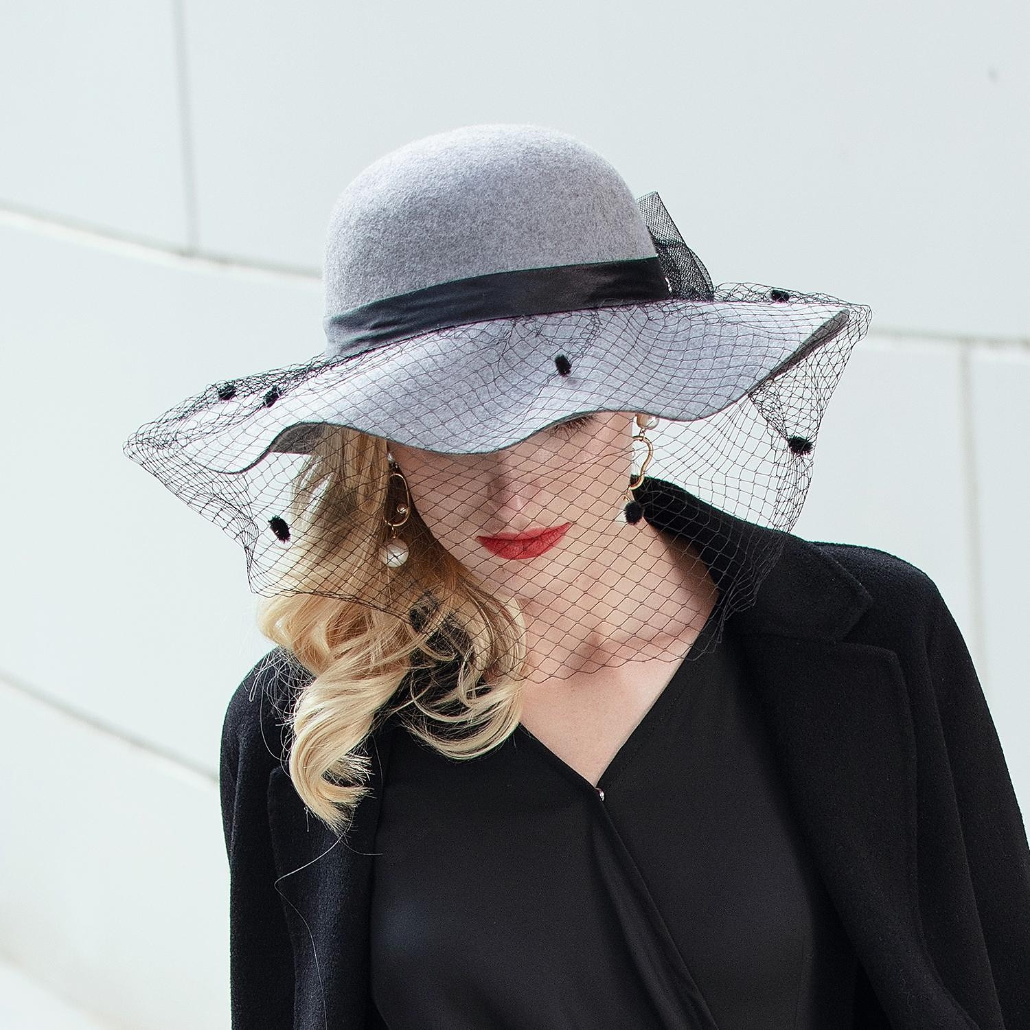 hattar 100% Ull Fiskarhatt Bröllop Kentucky Derby cocktail Royal Astcot Elegant Med Rosett Hårbonad Huvudbonader 2026 - $20.99 –P5